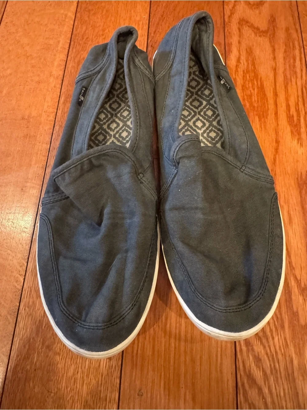 Sanuk Women's Pair O Dice Slip-On Canvas Sneakers Washed Black Size 9